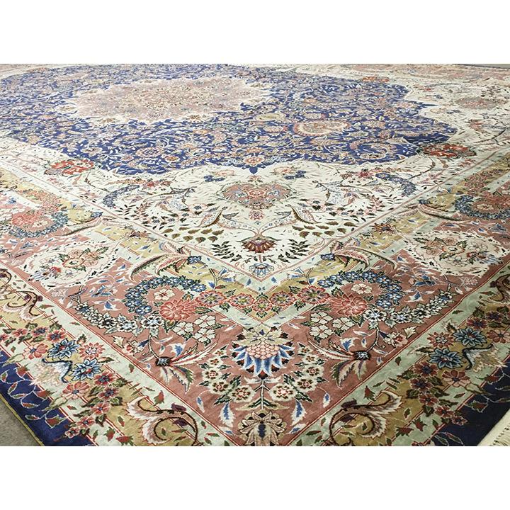 アクセント ラグ 絨毯 カーペット シルク 四川 中国段通 約4畳 約214×308.5cm 300段 マルチカラー dt-201の画像