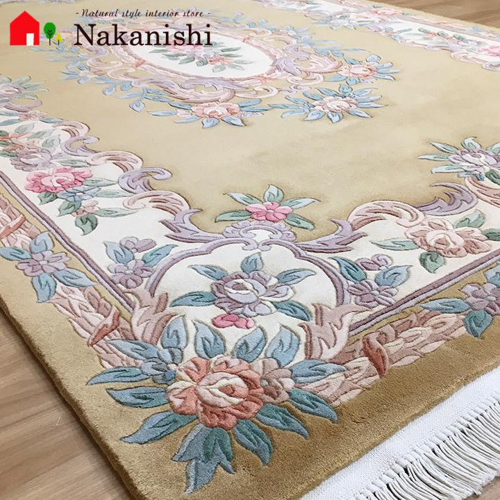 アクセント ラグ 絨毯 カーペット ウール 中国段通 約4畳 約182×270cm