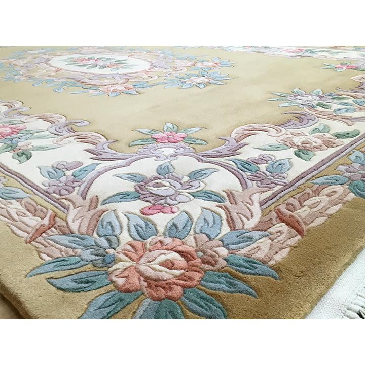 アクセント ラグ 絨毯 カーペット ウール 中国段通 約4畳 約182×270cm