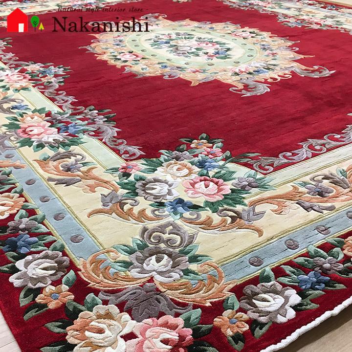 アクセント ラグ 絨毯 カーペット シルク 中国段通 約6畳 約243×301cm