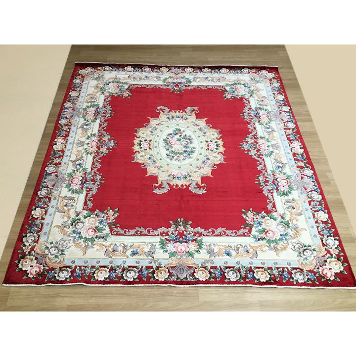 アクセント ラグ 絨毯 カーペット シルク 中国段通 約6畳 約243×301cm