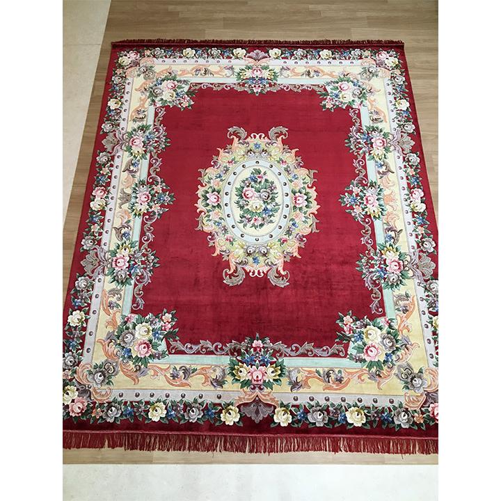 アクセント ラグ 絨毯 カーペット シルク 中国段通 約6畳 約243×305cm