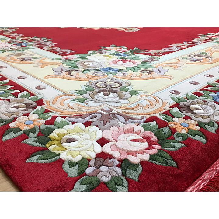 アクセント ラグ 絨毯 カーペット シルク 中国段通 約6畳 約243×305cm