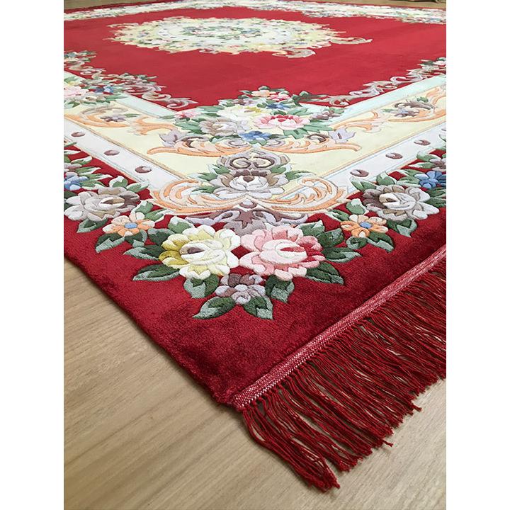 アクセント ラグ 絨毯 カーペット シルク 中国段通 約6畳 約243×305cm