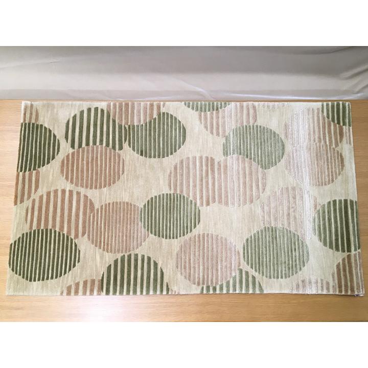玄関マット ウール シルク 中国段通 約69×120cm 120段 グリーン系 dt