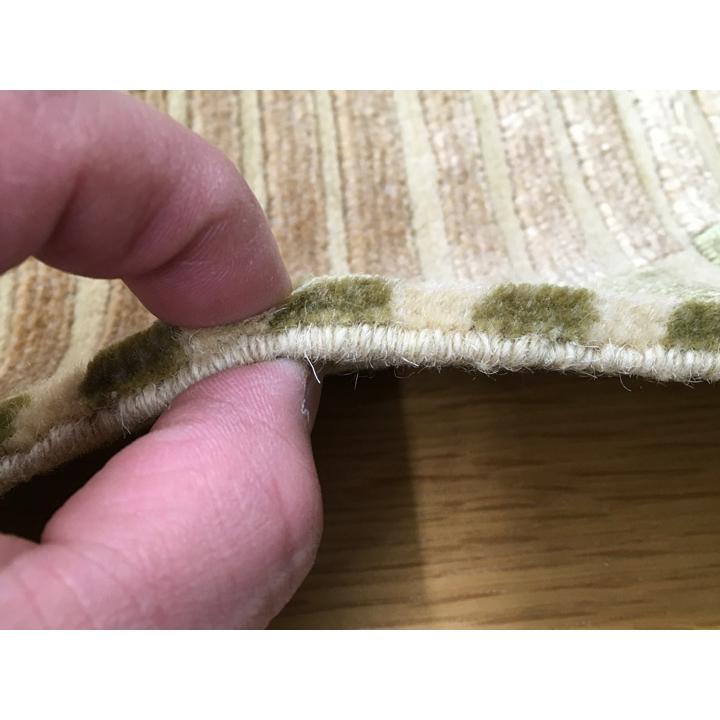 玄関マット　ウール　シルク　中国段通　約69×120cm　120段　グリーン系　dt-a012の画像