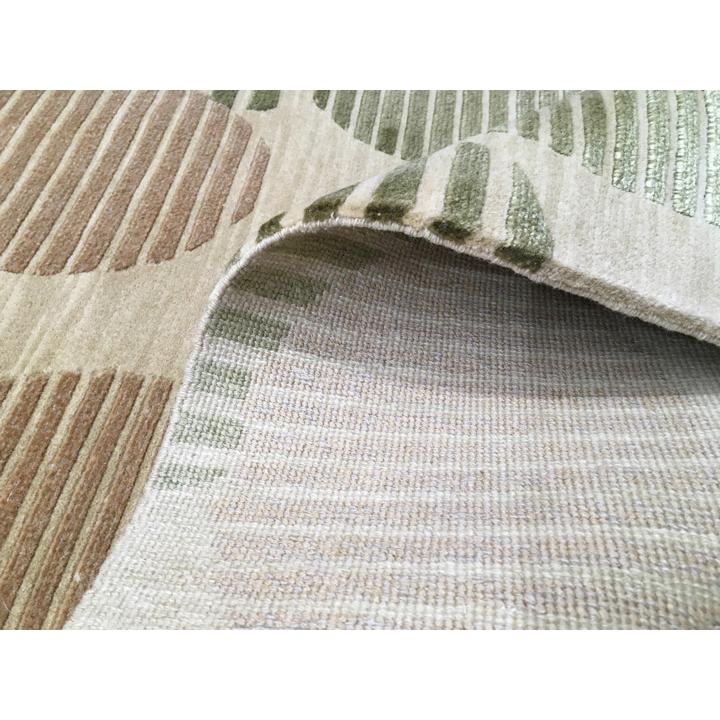 玄関マット ウール シルク 中国段通 約69×120cm 120段 グリーン系 dt