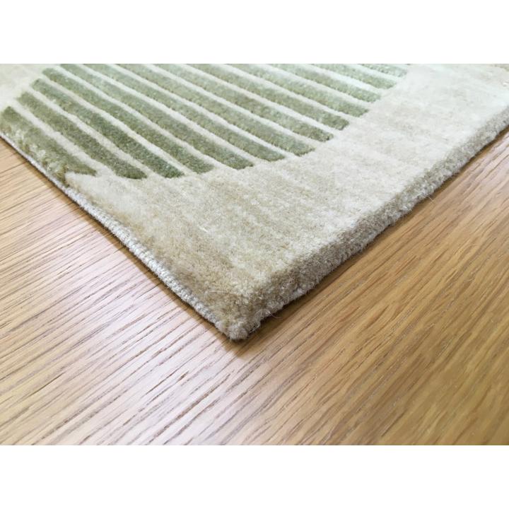 玄関マット ウール シルク 中国段通 約69×120cm 120段 グリーン系 dt