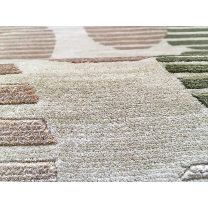 玄関マット ウール シルク 中国段通 約69×120cm 120段 グリーン系 dt