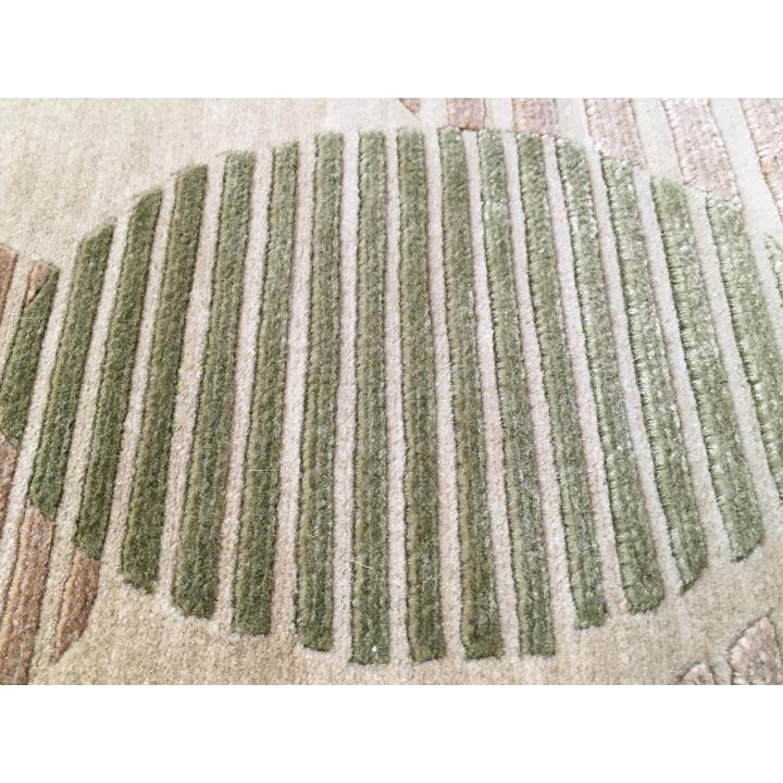 玄関マット ウール シルク 中国段通 約69×120cm 120段 グリーン系 dt