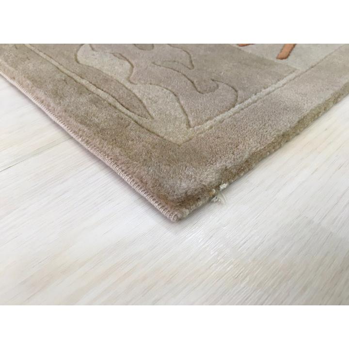 アクセント　ラグ　絨毯　カーペット　玄関マット　ウール　シルク　中国段通　約92×165cm　150段　ベージュ系　dt-a054の画像