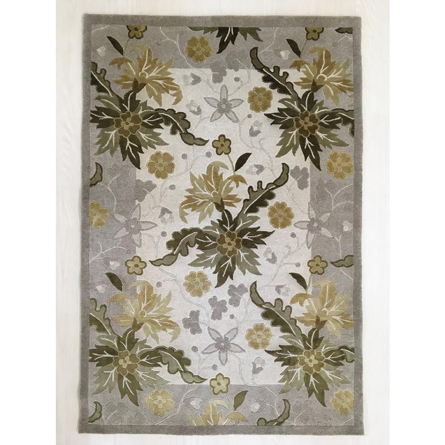 玄関マット　カシミヤ　シルク　中国段通　約62×92cm　260段　ベージュ系 　dt-a090の画像