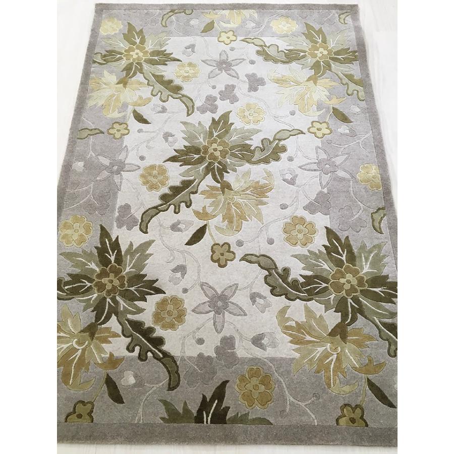 玄関マット　カシミヤ　シルク　中国段通　約62×92cm　260段　ベージュ系 　dt-a090の画像