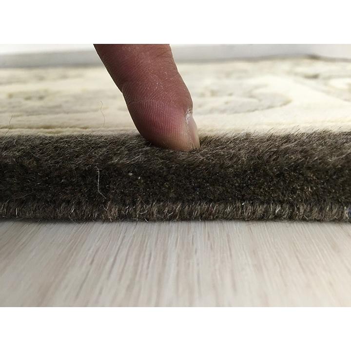 玄関マット ウール 中国段通 約61×91cm 120段 ベージュ系 dt-a097