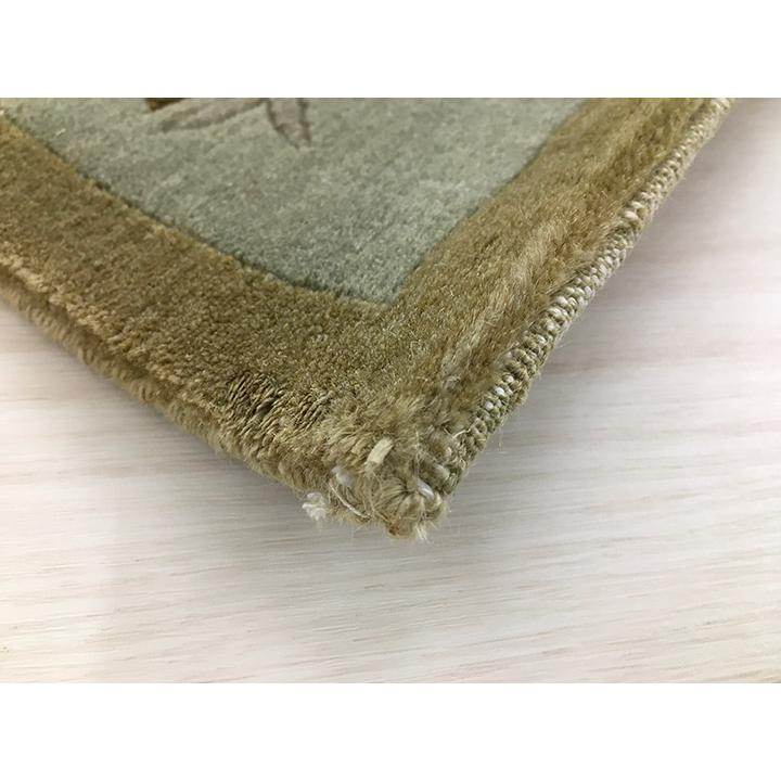 玄関マット 毛 シルク 中国段通 約61×92cm 150段 グリーン系 dt-a193