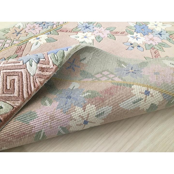 玄関マット　中国段通　カーペット 玄関マット シルク 中国段通 約62×91cm 120段 ベージュ系