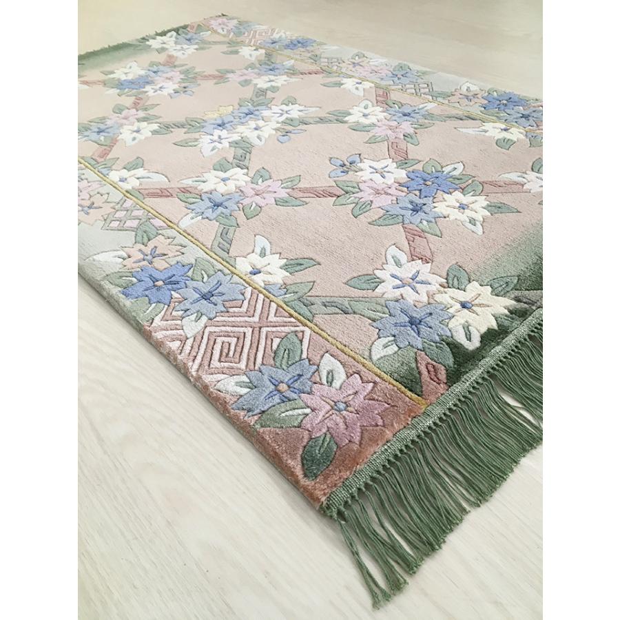 玄関マット シルク 中国段通 約62×91cm 120段 ベージュ系 玄関マット シルク 中国段通 約62×91cm 120段 ベージュ系
