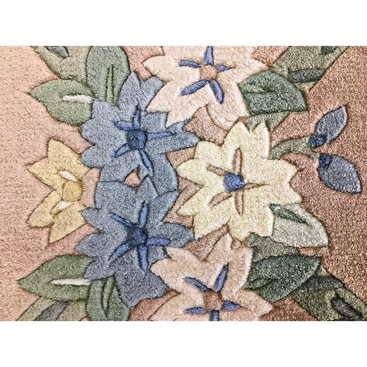 玄関マット シルク 中国段通 約62×91cm 120段 ベージュ系 : カーペット