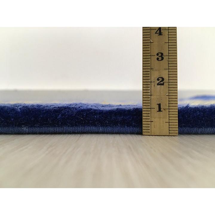 玄関マット　シルク　中国段通　約50.5×76.5cm　120段　ブルー系 　dt-a218の画像