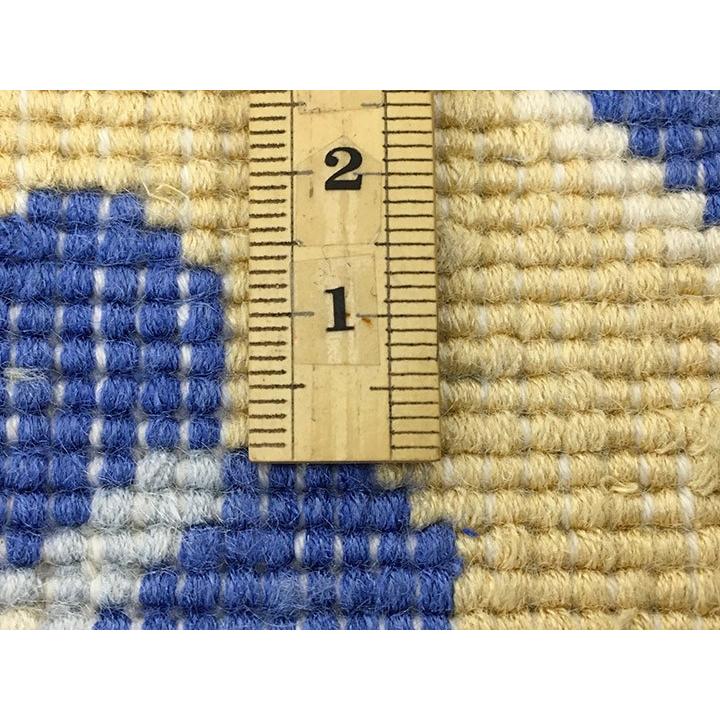 玄関マット　シルク　中国段通　約50.5×76.5cm　120段　ブルー系 　dt-a218の画像