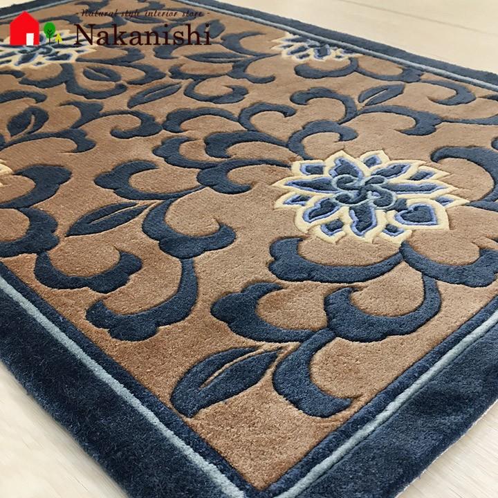 玄関マット シルク 中国段通 約50×78cm 120段 ブルー系 dt-a220 玄関マット シルク 中国段通 約50×78cm 120段 ブルー系 dt-a220