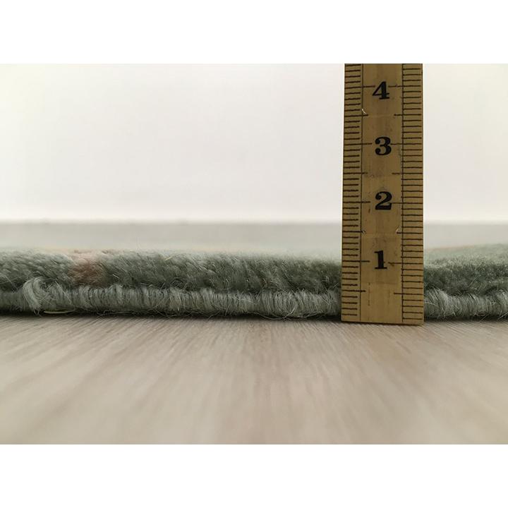 玄関マット　ウール　シルク　中国段通　約64×92cm　150段　グリーン系　薔薇 　dt-a272_12