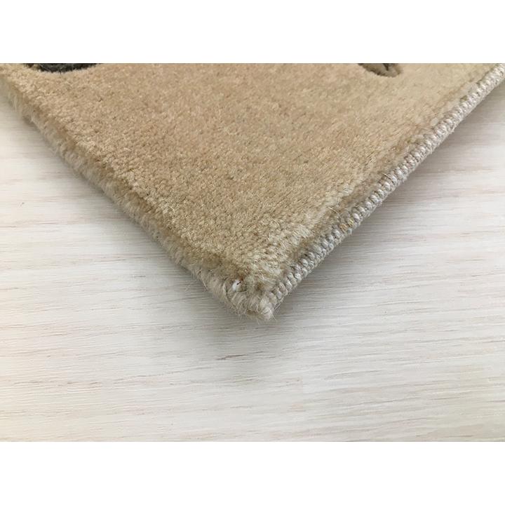玄関マット ウール シルク 中国段通 約62×94cm 150段 ベージュ系 薔薇 