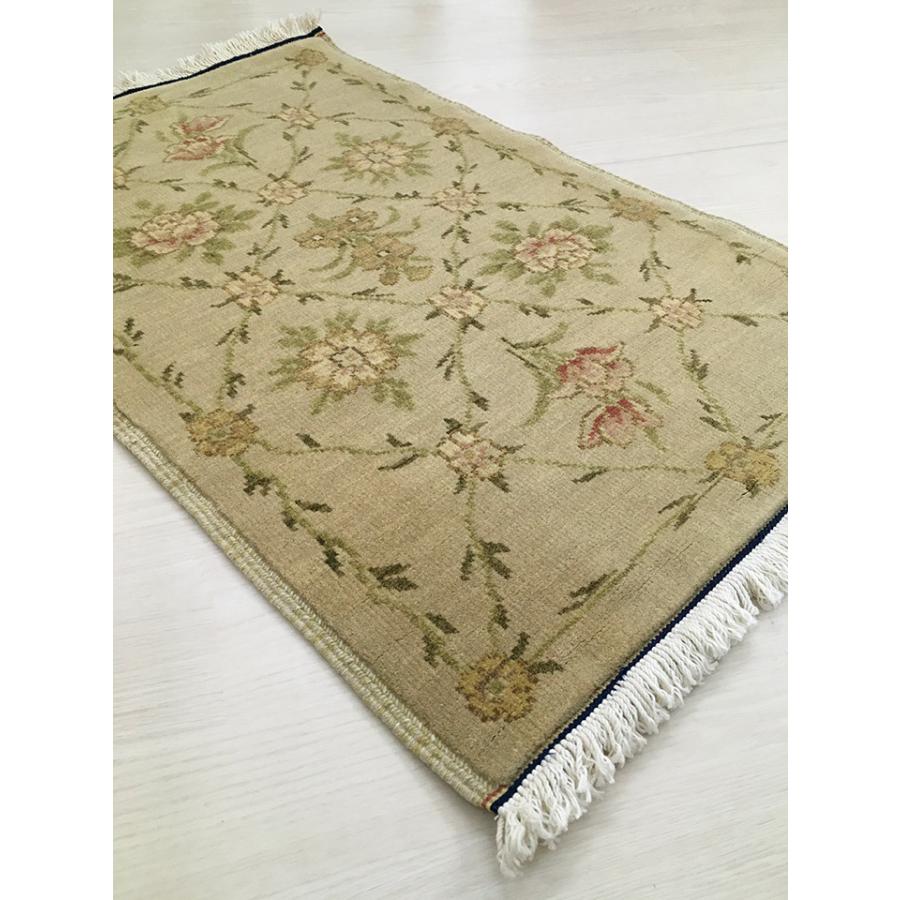 玄関マット ウール 中国段通 約59×93cm 120段 ベージュ系 dt-a308