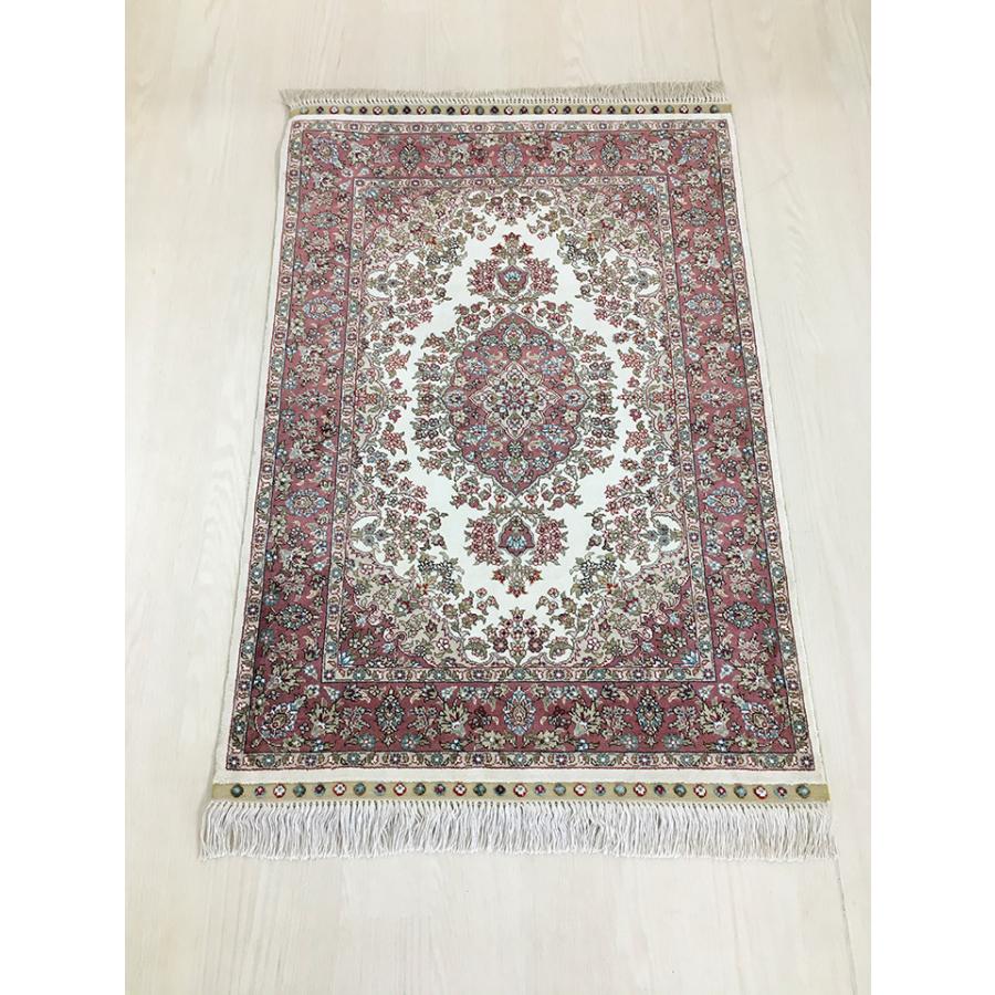 玄関マット シルク 中国段通 約62.5×93cm 260段 レッド系 dt-a320