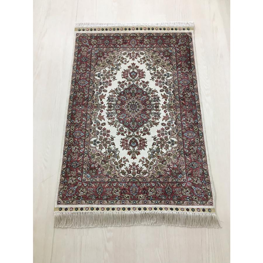 段 通 マット 玄関マット シルク 中国段通 約62.5×93cm 260段 レッド系 dt-a320