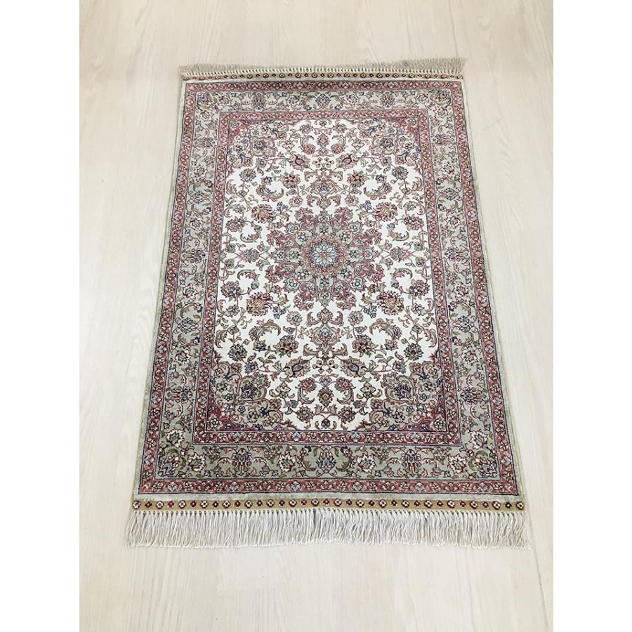 玄関マット シルク 中国段通 約63×93cm 260段 マルチカラー dt-a322