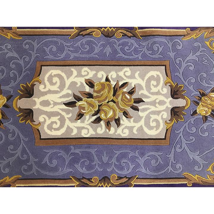 玄関マット　ウール　中国段通　約68.5×126cm　150段　パープル系　dt-a335の画像