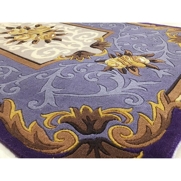 玄関マット　ウール　中国段通　約68.5×126cm　150段　パープル系　dt-a335の画像