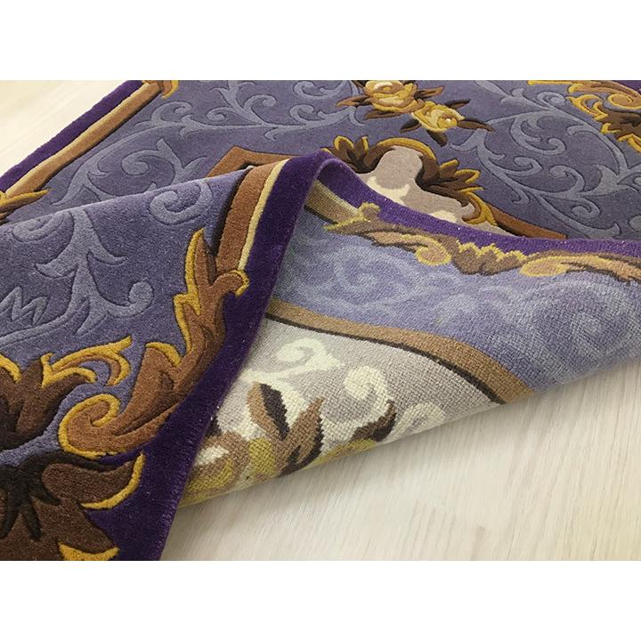 玄関マット　ウール　中国段通　約68.5×126cm　150段　パープル系　dt-a335の画像