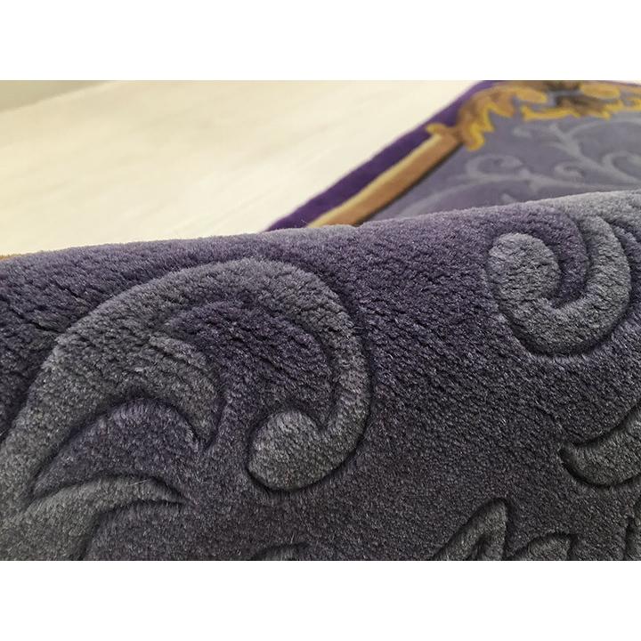 玄関マット　ウール　中国段通　約68.5×126cm　150段　パープル系　dt-a335の画像