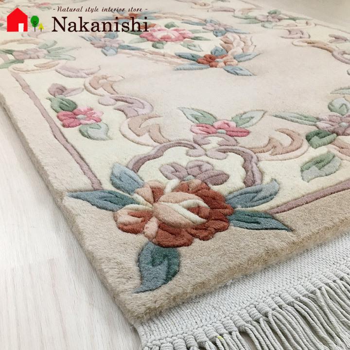 玄関マット ウール 中国段通 約69×124cm 90段 ベージュ系 dt-a359 : dt 