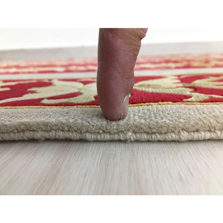玄関マット 毛 シルク 中国段通 約62.2×88.5cm 150段 レッド系 dt-a372