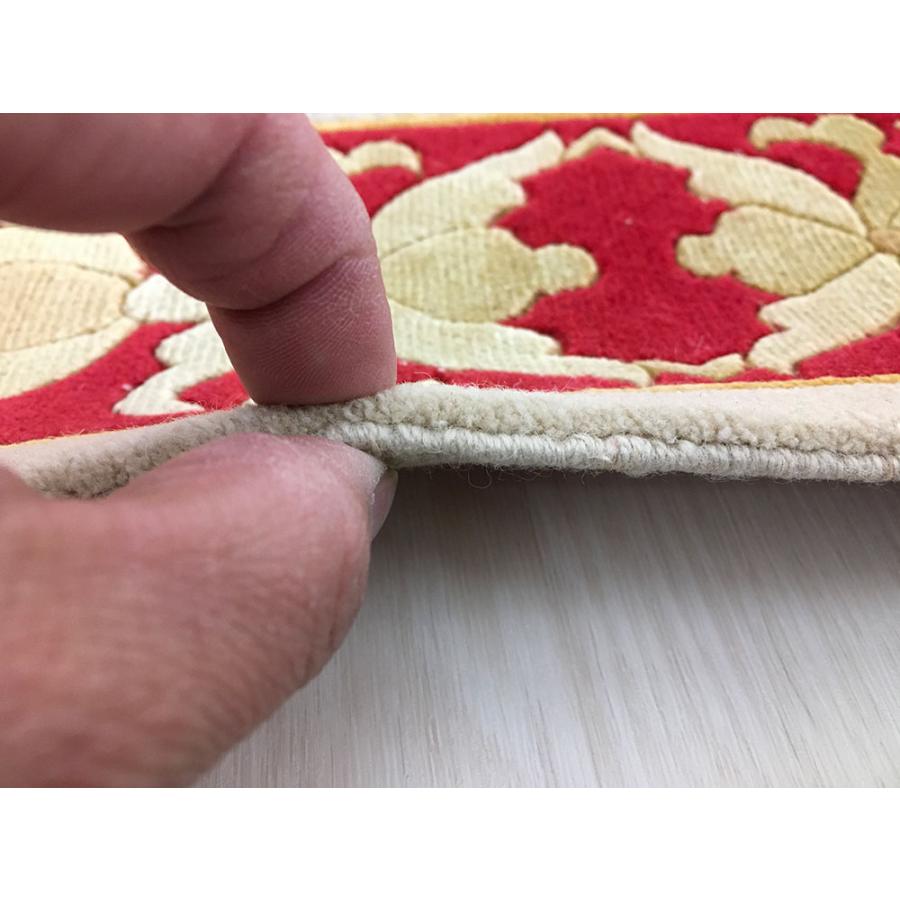 玄関マット 毛 シルク 中国段通 約62.2×88.5cm 150段 レッド系 dt-a372