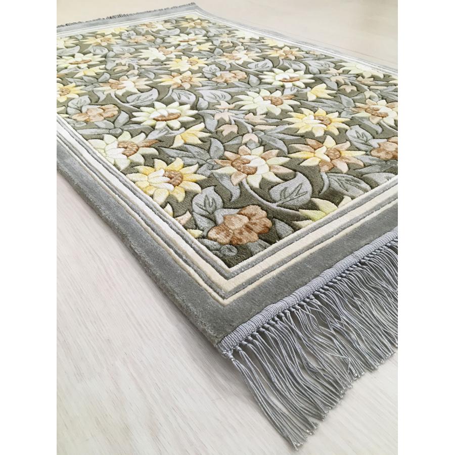 玄関マット シルク 中国段通 約62×95.5cm 120段 グレー系 dt