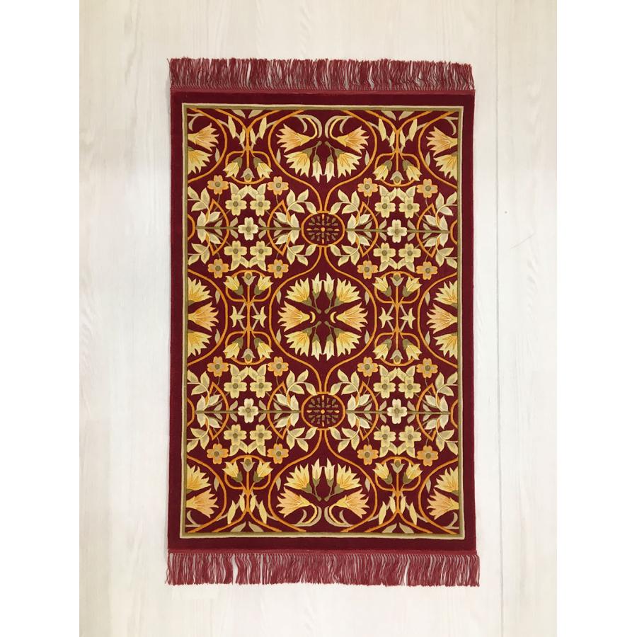 中国段通 120段　シルク花柄玄関ラグ・マット 中国段通 120段 シルク花柄玄関ラグ・マット