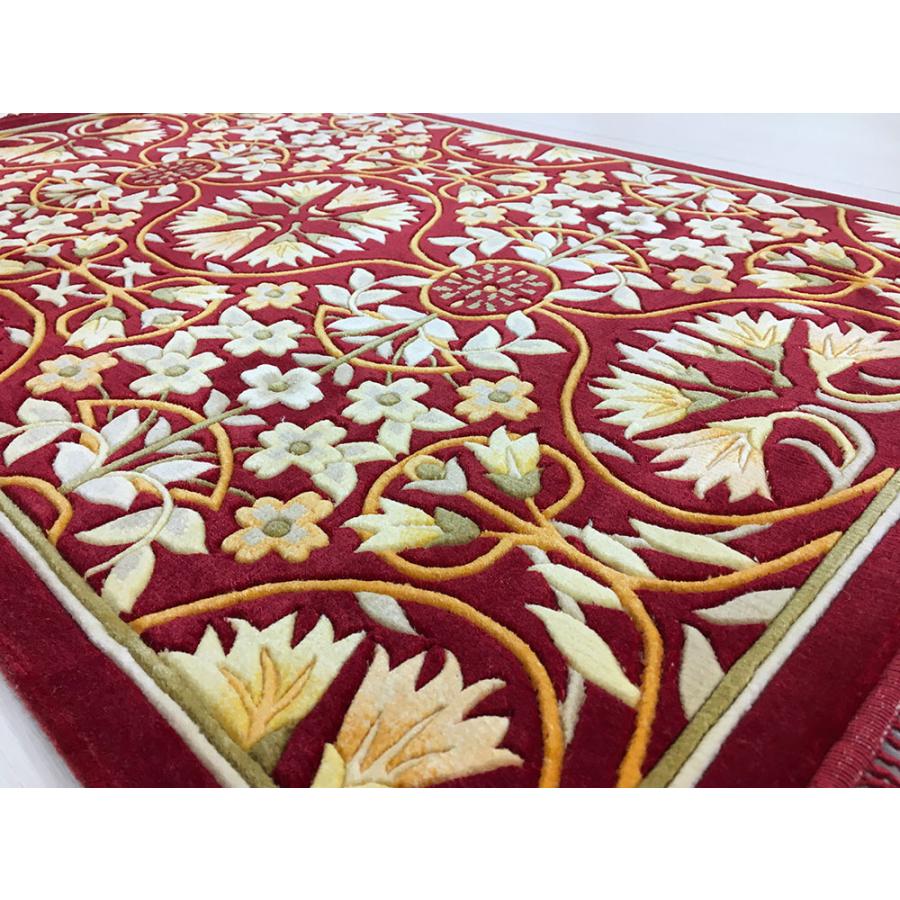 中国段通 120段　シルク花柄玄関ラグ・マット 中国段通 120段 シルク花柄玄関ラグ・マット