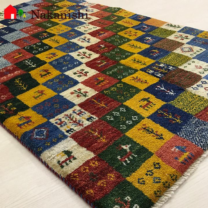 【ギャッベラグ 約98×147cm 13013】GABBEH・ギャッペ(ギャべ)・イラン製・カーペット・ラグ・絨毯(じゅうたん)・カラフル gb-d057