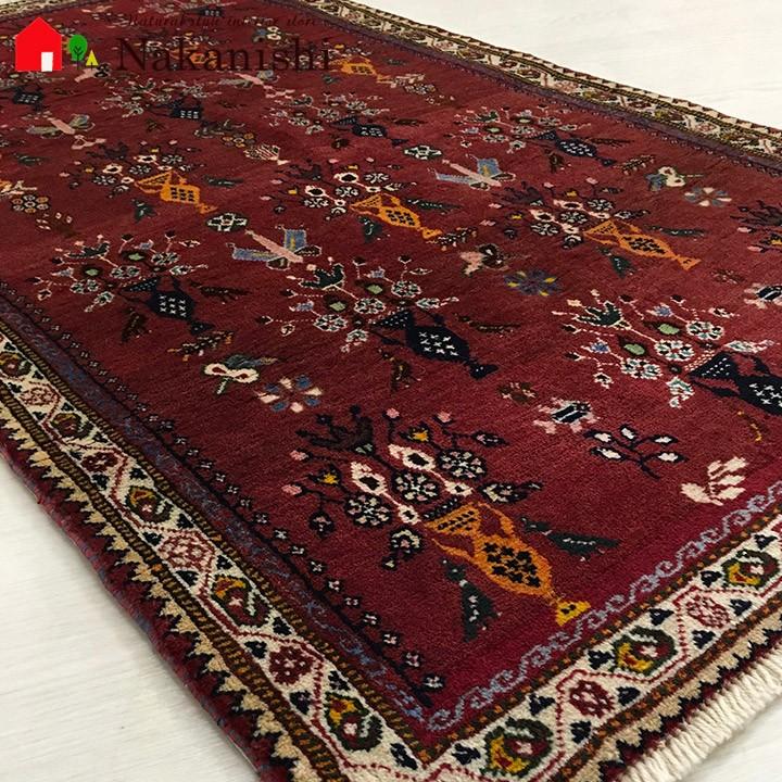 【ギャッベラグ 約81×147cm 12982】シラーズ・GABBEH・ギャッペ(ギャべ)・イラン製・カーペット・ラグ・絨毯(じゅうたん)・レッド系 gb-d079