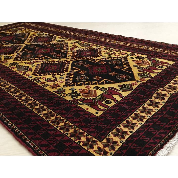 ペルシャ絨毯 手織りギャッベ アマレ族 ギャベ 40×40cm ギャッベ ランナー 約106×210cm 大和(10853)】GABBEH ギャッベ(ギャベ
