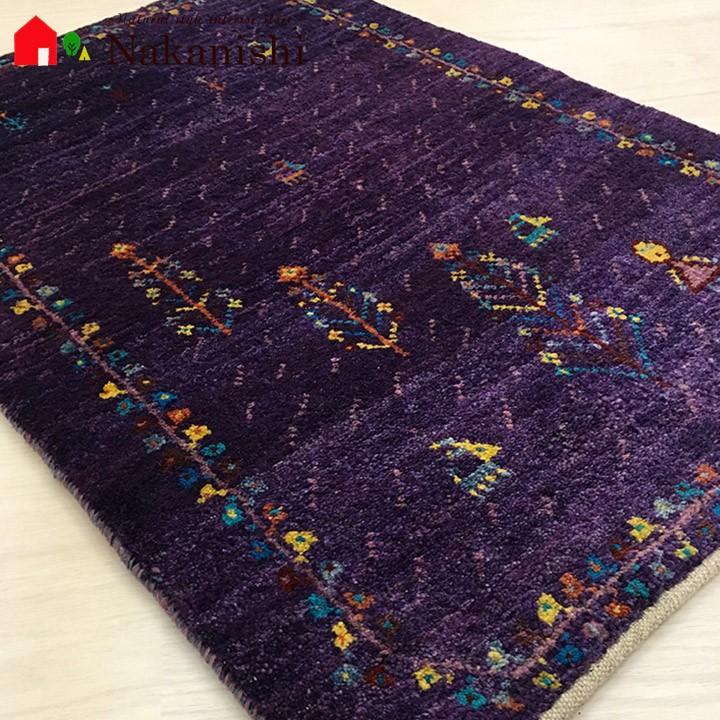 【ギャッベ 玄関マット 約76×51cm Witch】GABBEH・ギャッペ(ギャべ)・イラン製・玄関マット・カーペット・ラグ・絨毯(じゅうたん)・パープル系 gb-m013
