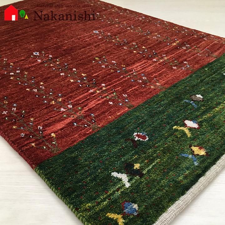 【ギャッベ 玄関マット 約66×102cm 珊瑚の笑顔(63304)】GABBEH・ギャッペ(ギャべ)・イラン製・玄関マット・カーペット・ラグ・絨毯(じゅうたん) gb-m035