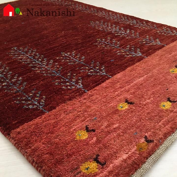 【ギャッベ 玄関マット 約66×101cm 海物語】GABBEH・ギャッペ(ギャべ)・イラン製・玄関マット・カーペット・ラグ・絨毯(じゅうたん)・魚・レッド系 gb-m038