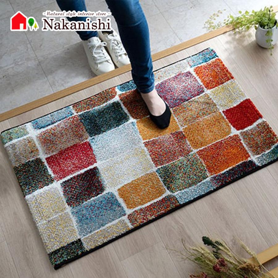 ウィルトン織 玄関マット 約70×120 パレット】トルコ製・絨毯 