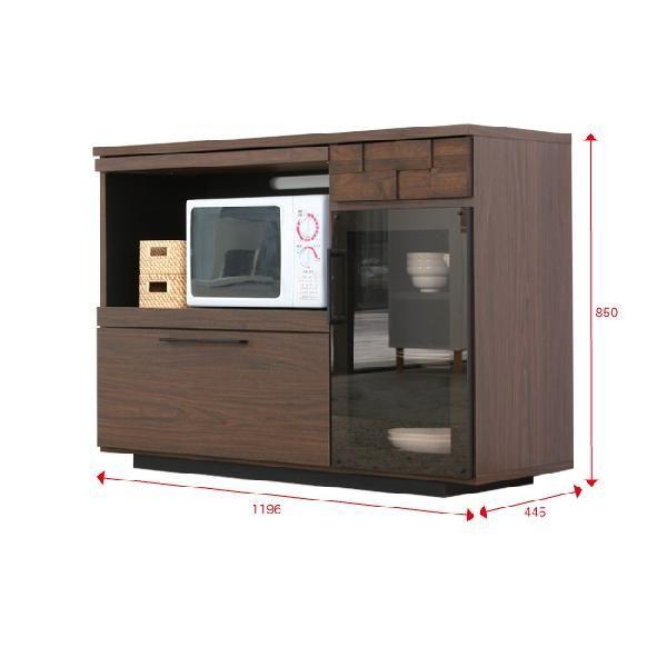 ダークブラウン 食器棚 カウンター 幅120cm画像③ 送料込 日本製 幅120cm 高さ85cm キッチンカウンター レンジ台