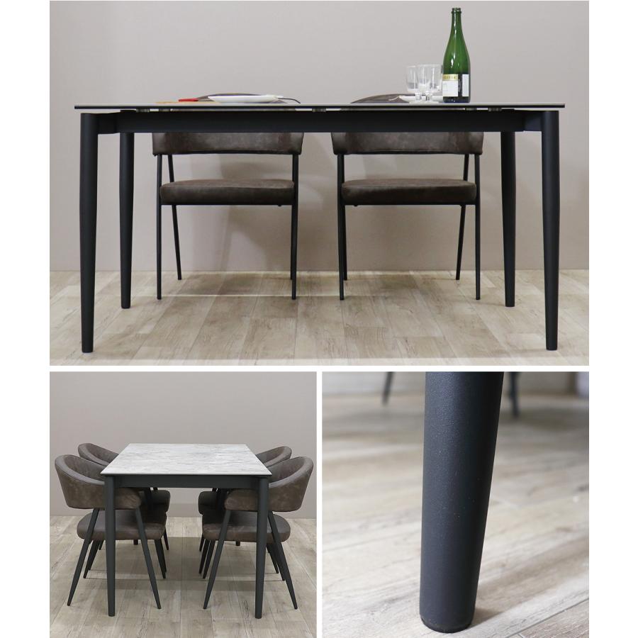 ​【美品】セラミック ダイニングテーブル 4点セット（収納付） ストーン調天板 ダイニングテーブルセット 4人 セラミック 140 セラミック天板 長方形